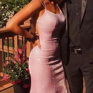 Light pink sparkly prom dress